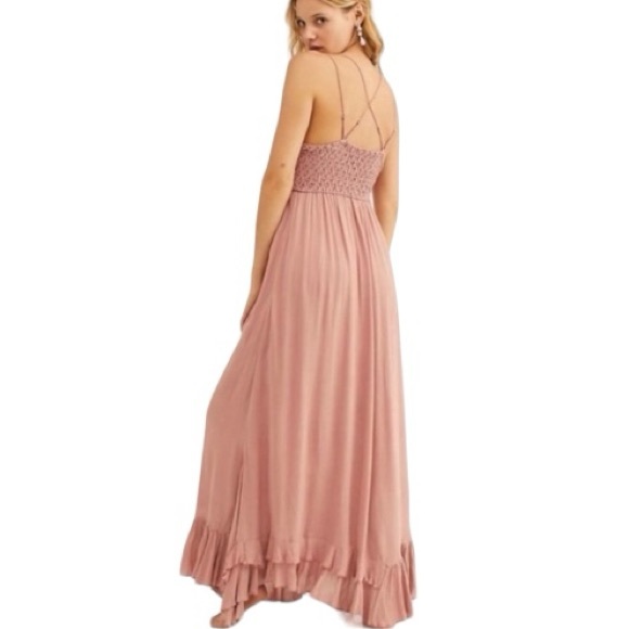 Free People Adella Maxi Slip Dress, Rose Pink - Picture 2 of 14